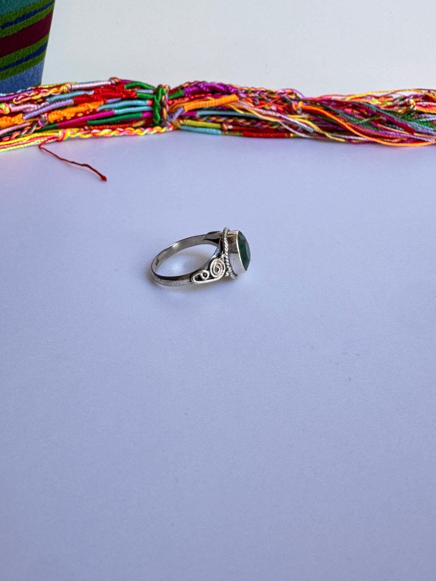 Anello argento 925 radice di smeraldo misura 17 M7