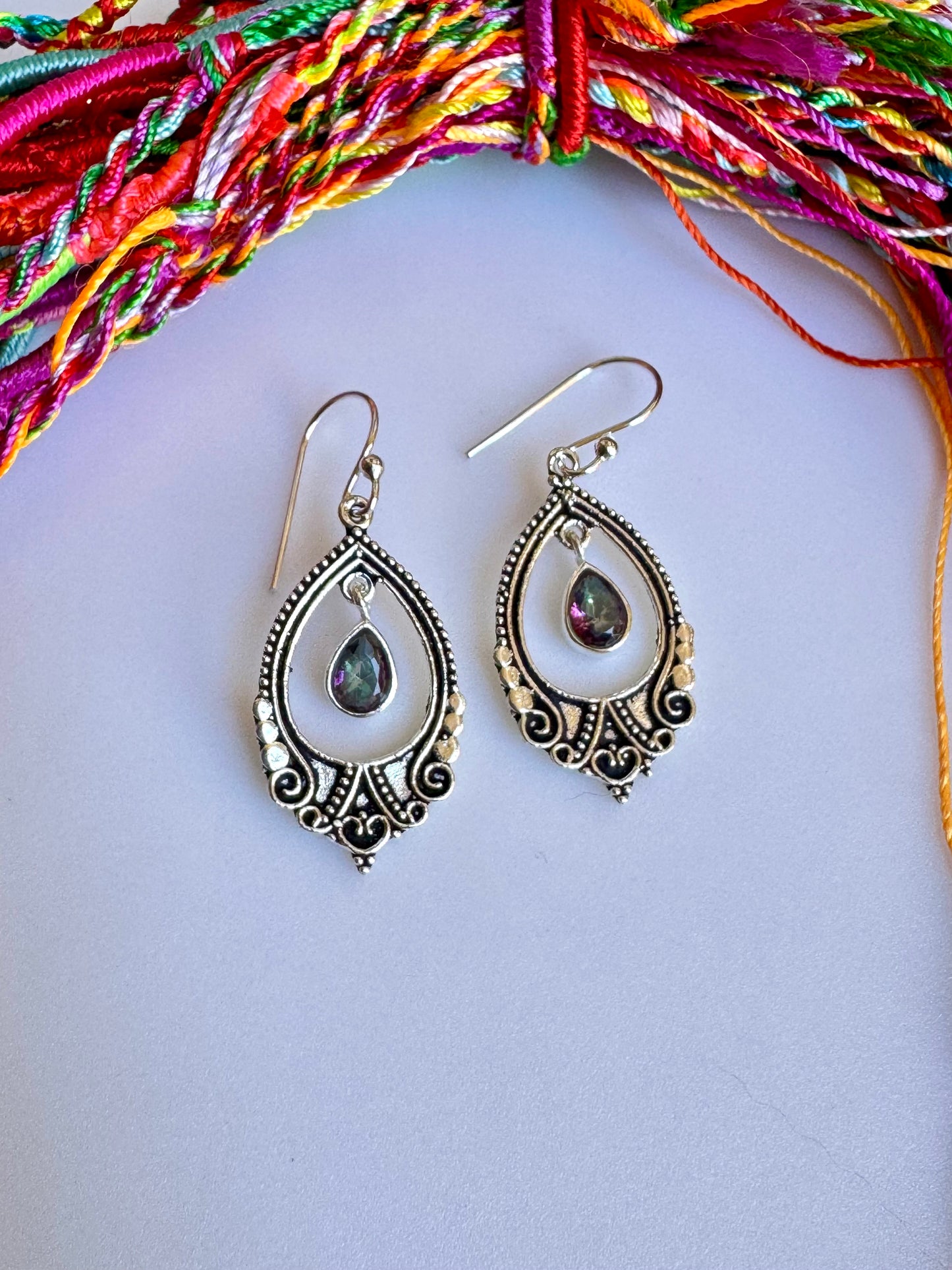 925 silver mystic stone earrings D16