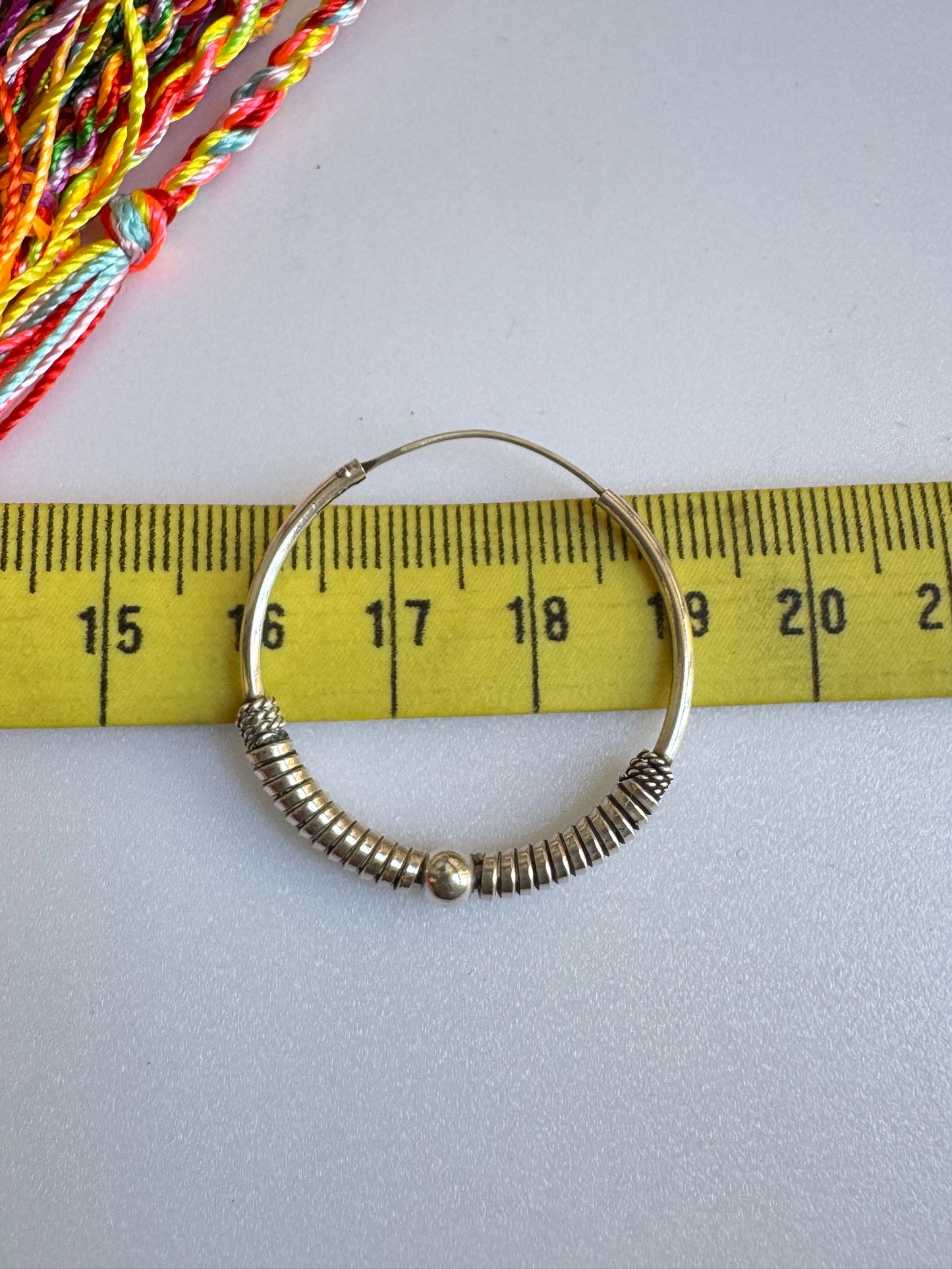 Orecchino singolo cerchio boho argento 925 3 cm W41 difettato