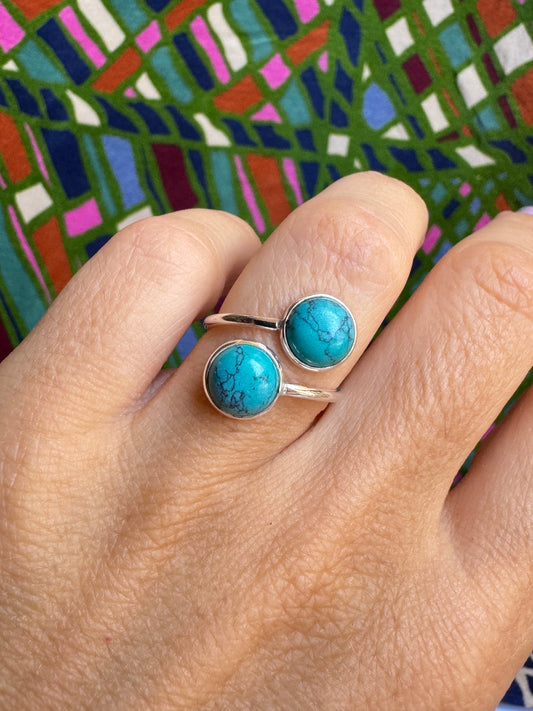 Adjustable 925 silver turquoise ring, size 14- X46