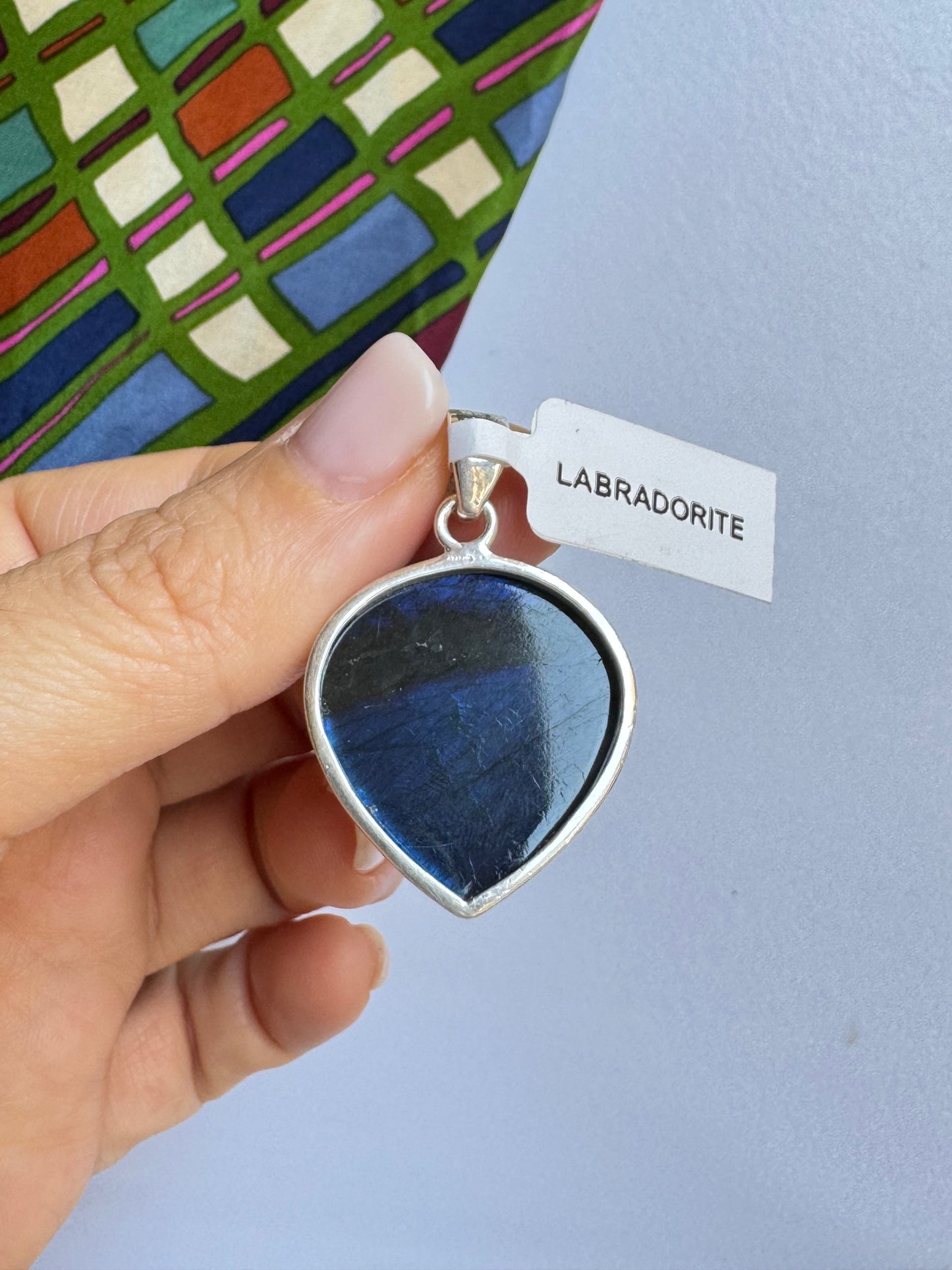 Ciondolo pendente argento 925 labradorite 22K