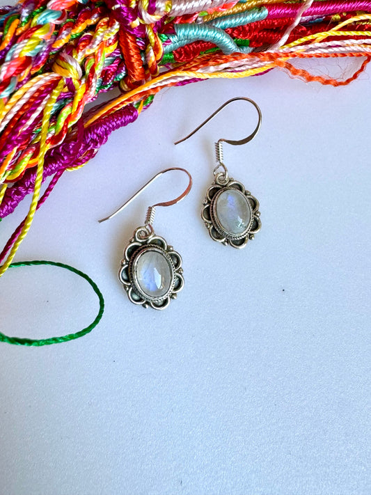 Rainbow moonstone 925 silver earrings