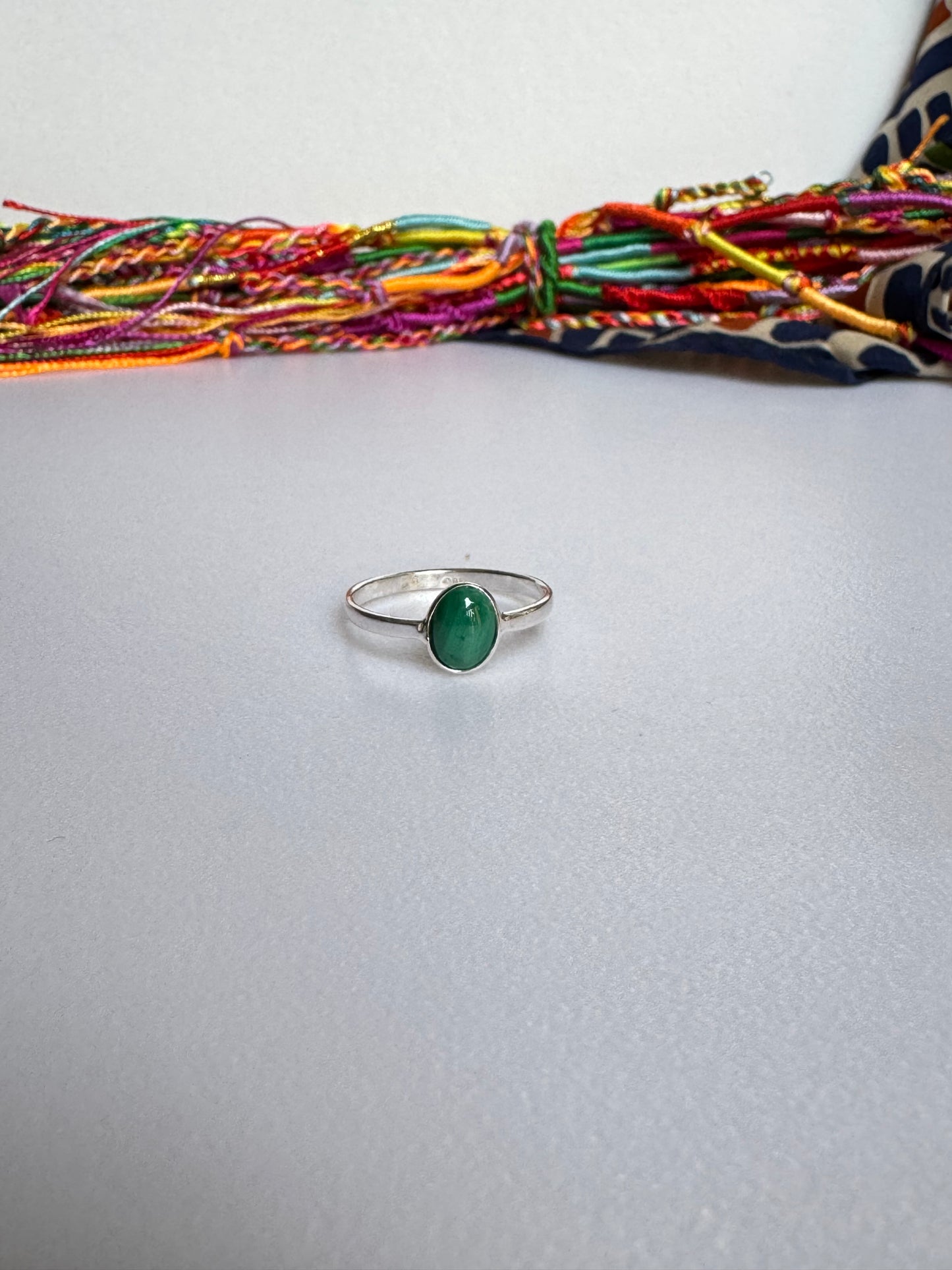 Anello argento 925 malachite misura 18 M18