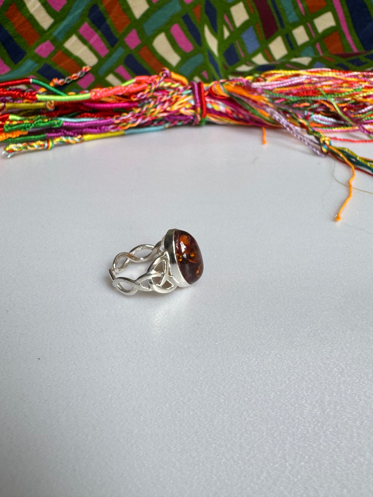 925 silver amber ring size 12 adjustable 42A