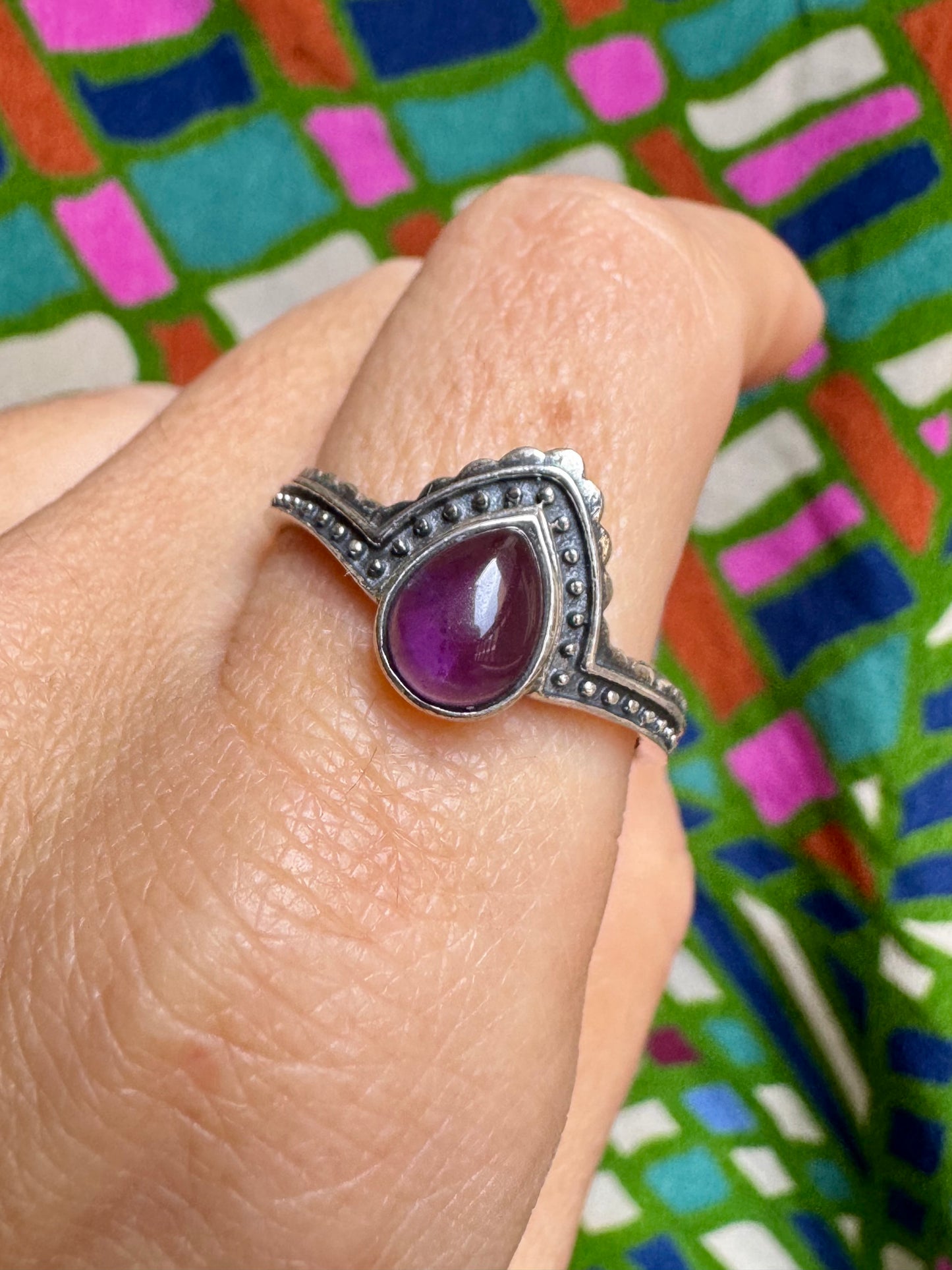 925 silver amethyst ring size 24/25 - 4A