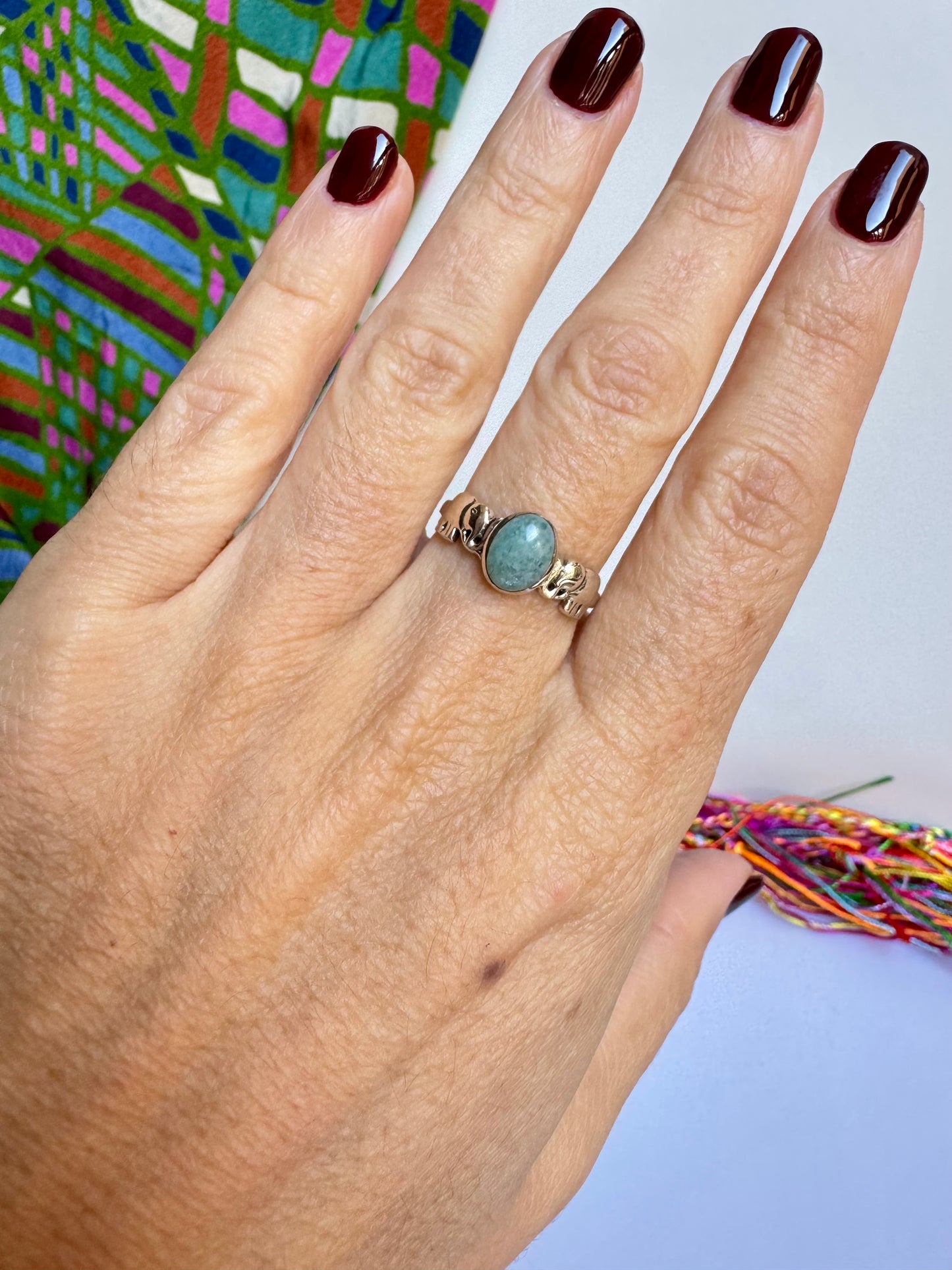 Anello argento 925 amazzonite misura 15/16 - 3AMA