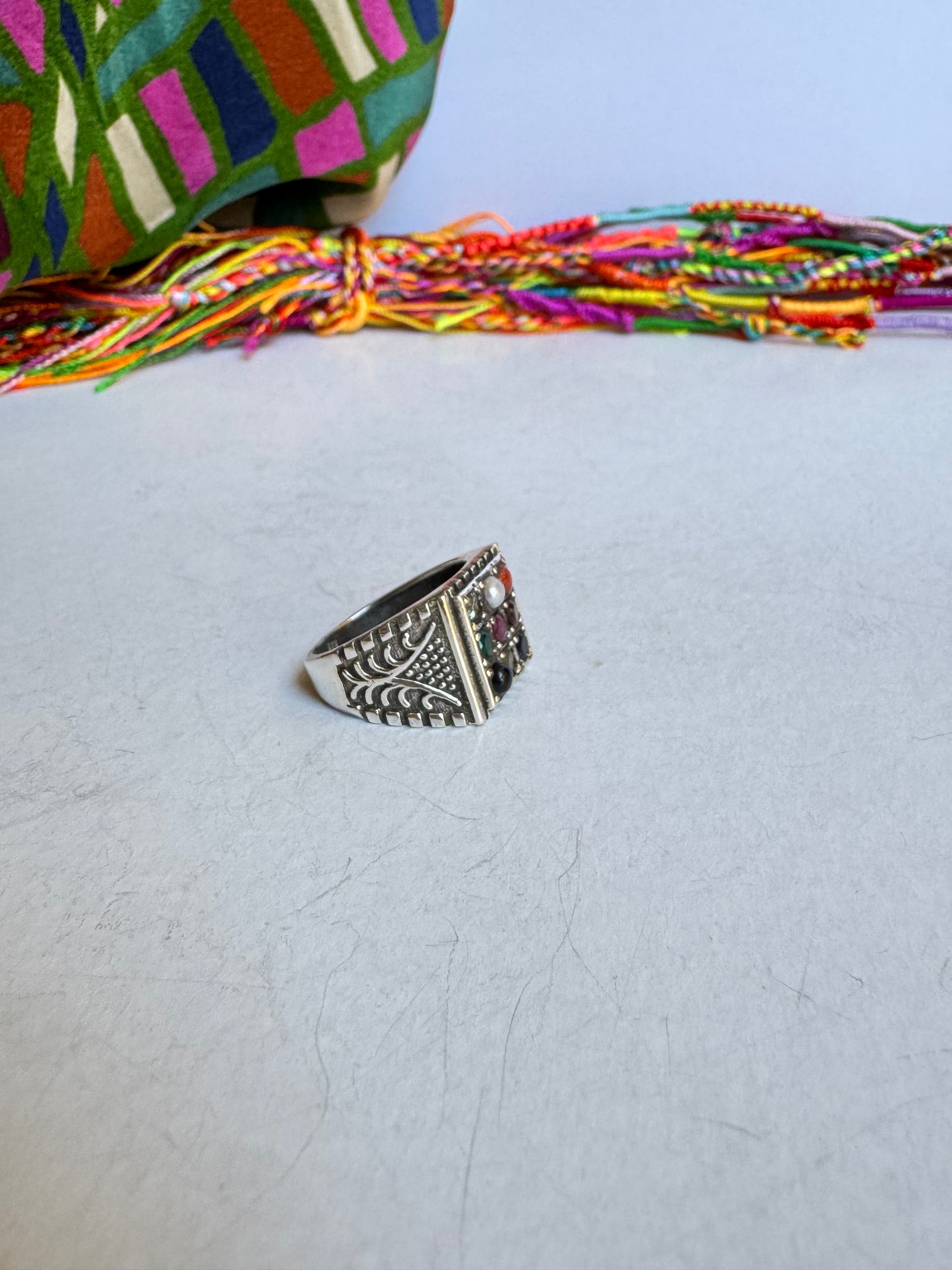 Anello argento 925 Navaratna misura 13 - MP9