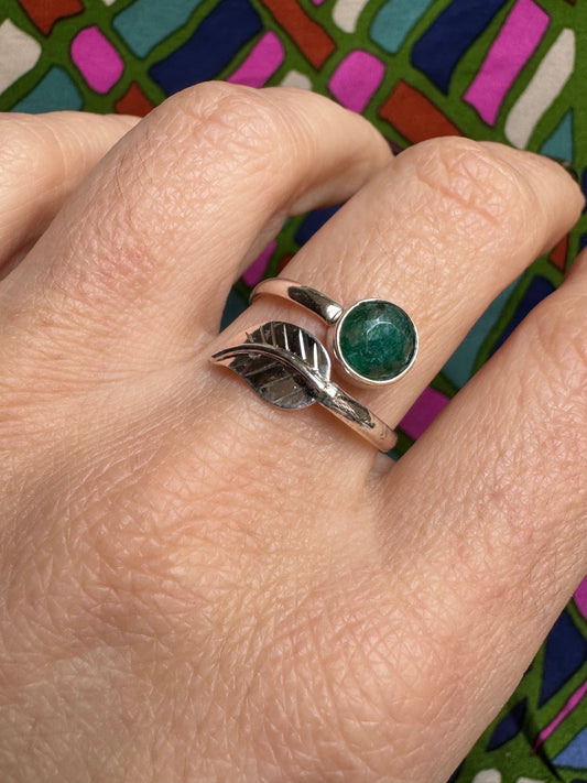 925 Silberring mit Smaragdwurzel verstellbar Größe 16,5 - F15