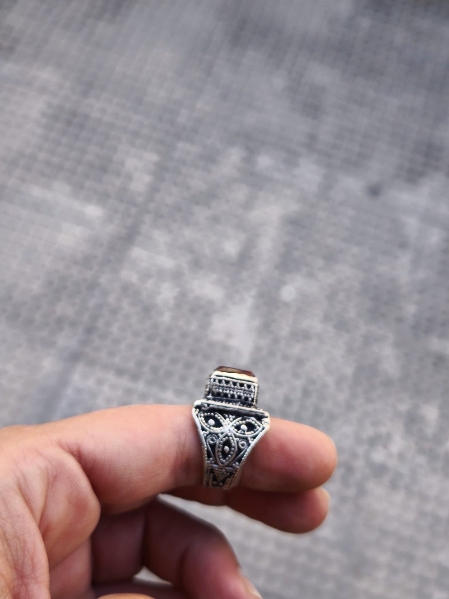 Anello antico pietra agata vintage misura 17 Salyha