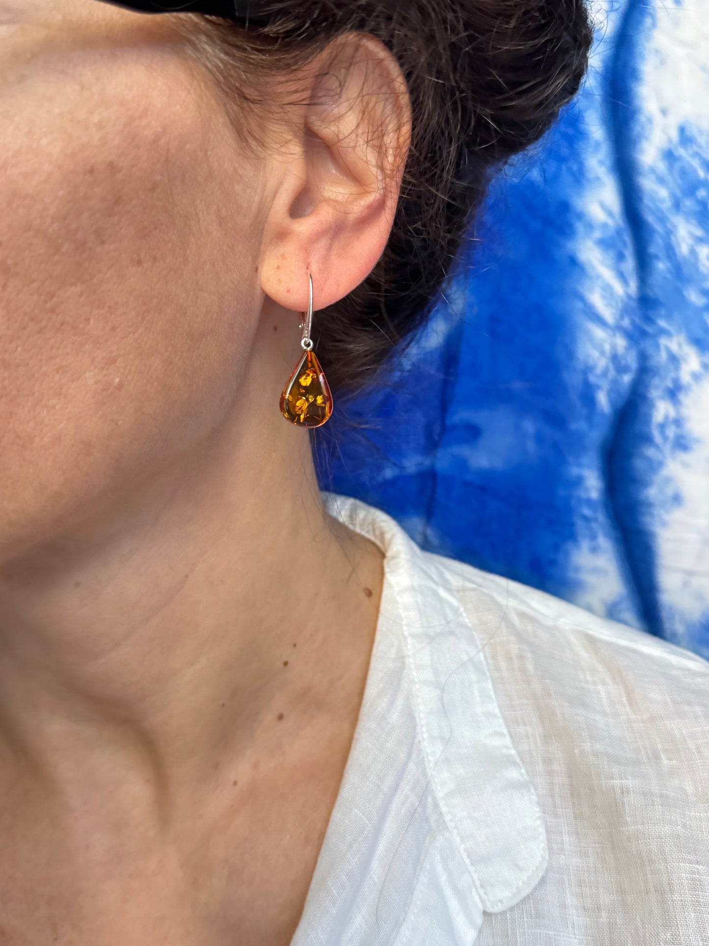 Orecchini argento 925 ambra A8
