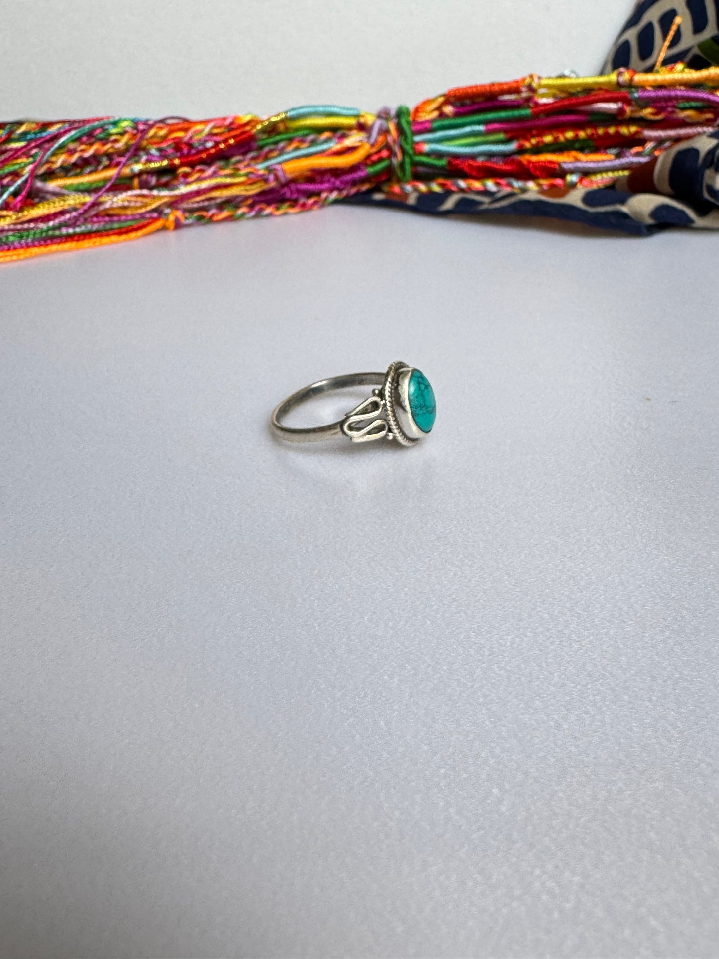 Anello argento 925 turquenite howlite turchese misura 14 - HO2
