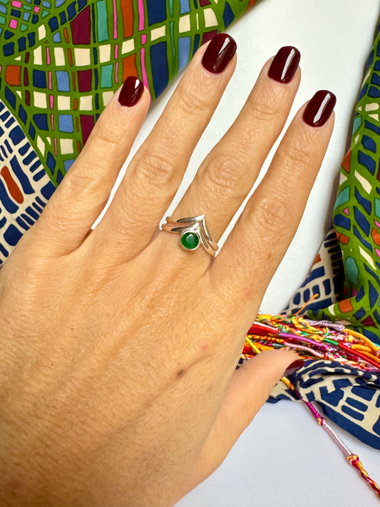 Anello argento 925 onice verde misura 17 M13