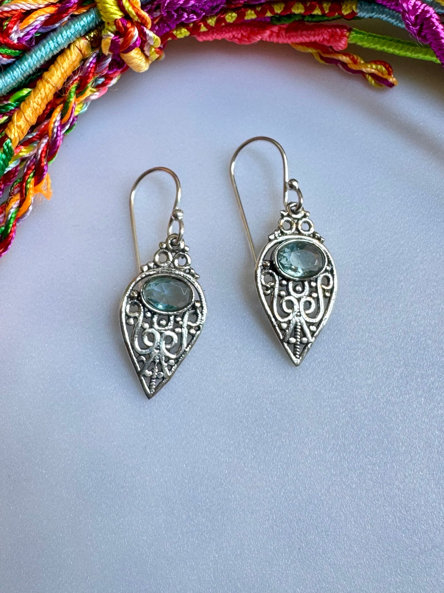 Silber 925 Ohrringe Aquamarin O22