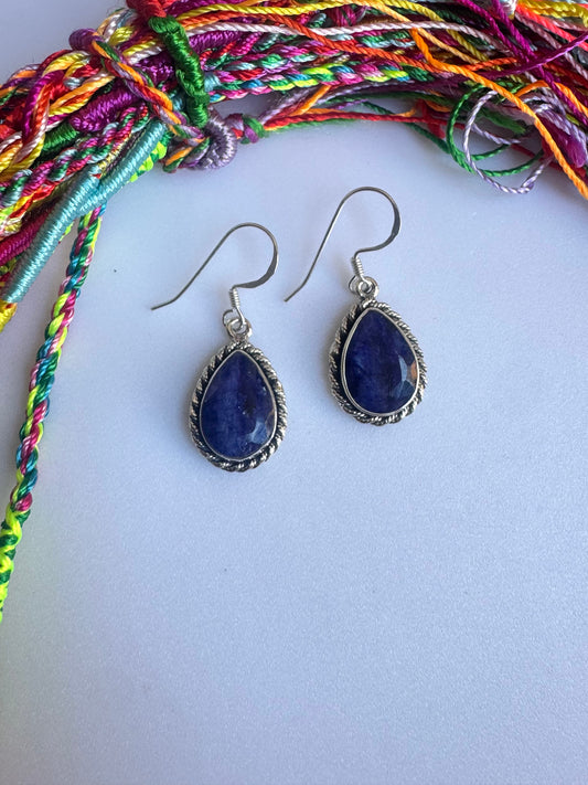925 silver earrings with sapphire root R61