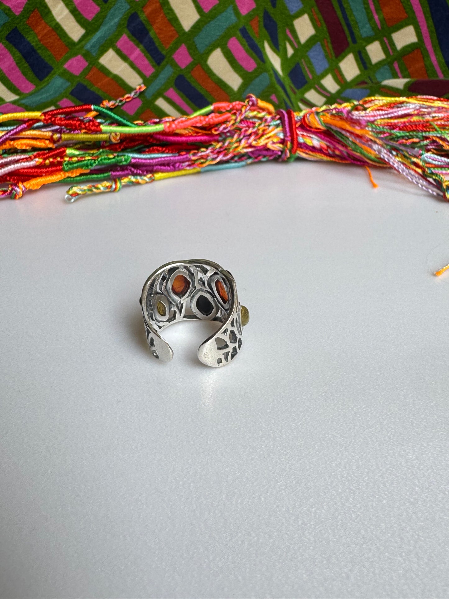 925 silver amber ring size 13/14 adjustable 46A