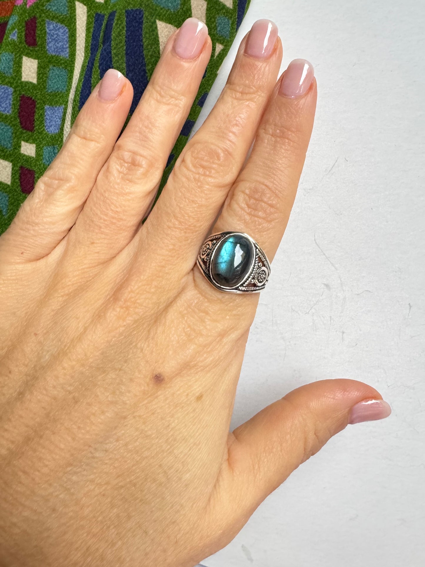 Anello argento 925 labradorite misura 18 - 27SZ