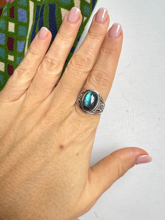 Anello argento 925 labradorite misura 18 - 27SZ