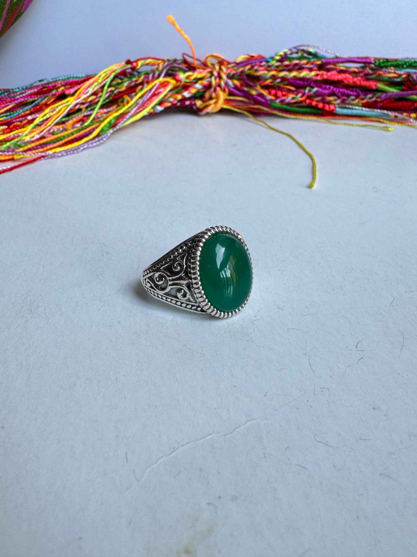 Anello argento 925 onice verde misura 16/17 OV1