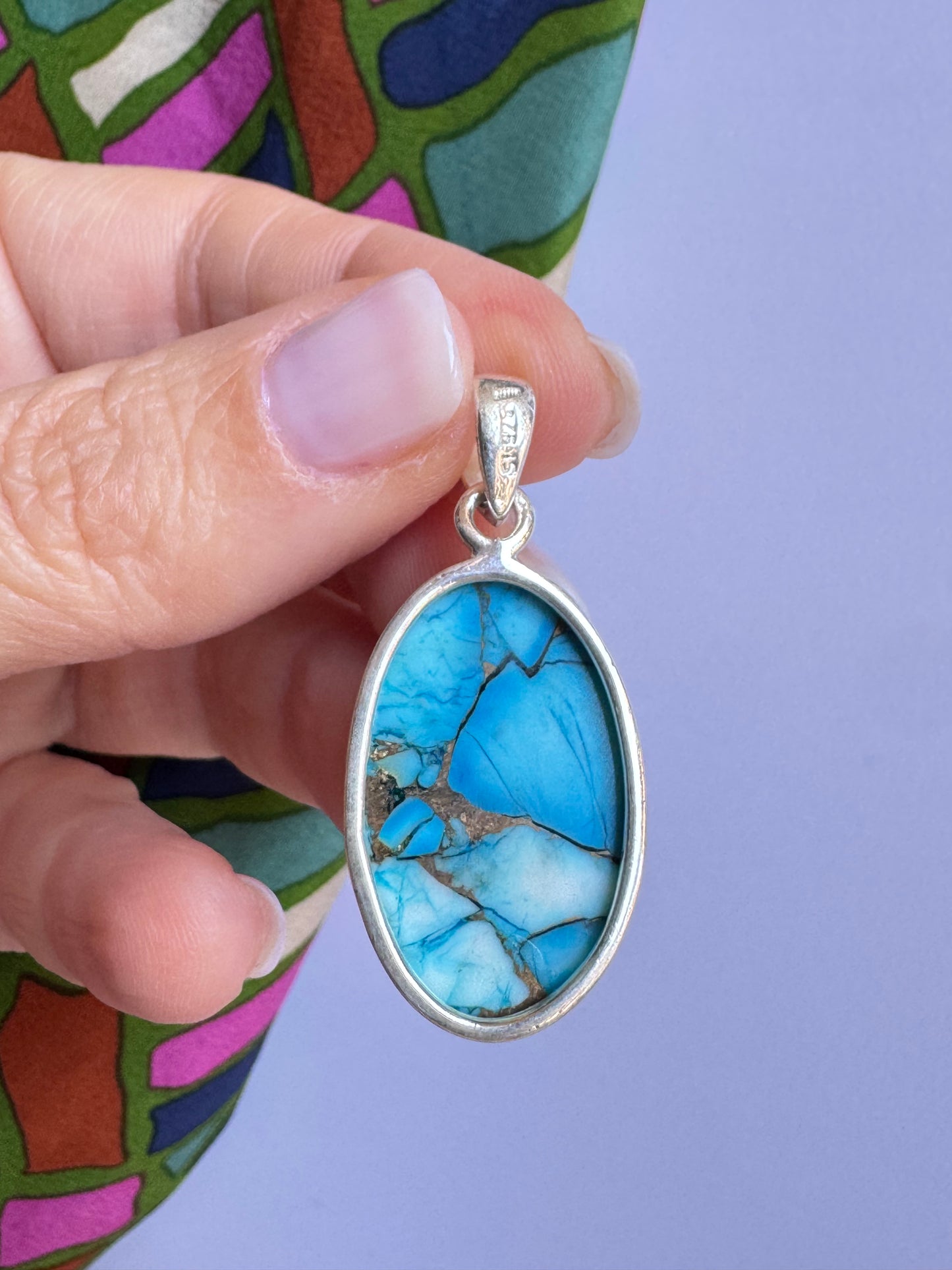 Ciondolo pendente argento 925 copper turquoise 6K