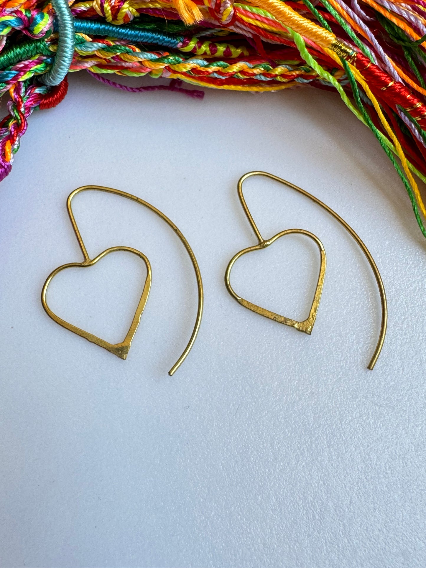 Golden heart dangle boho earrings