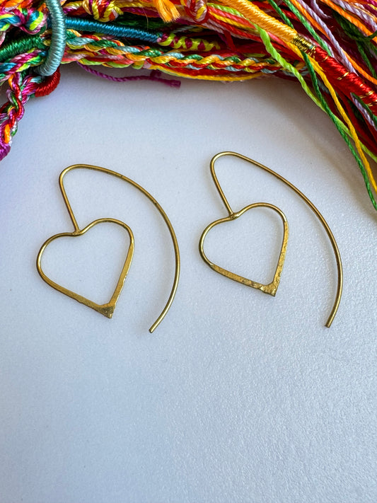 Golden heart dangle boho earrings