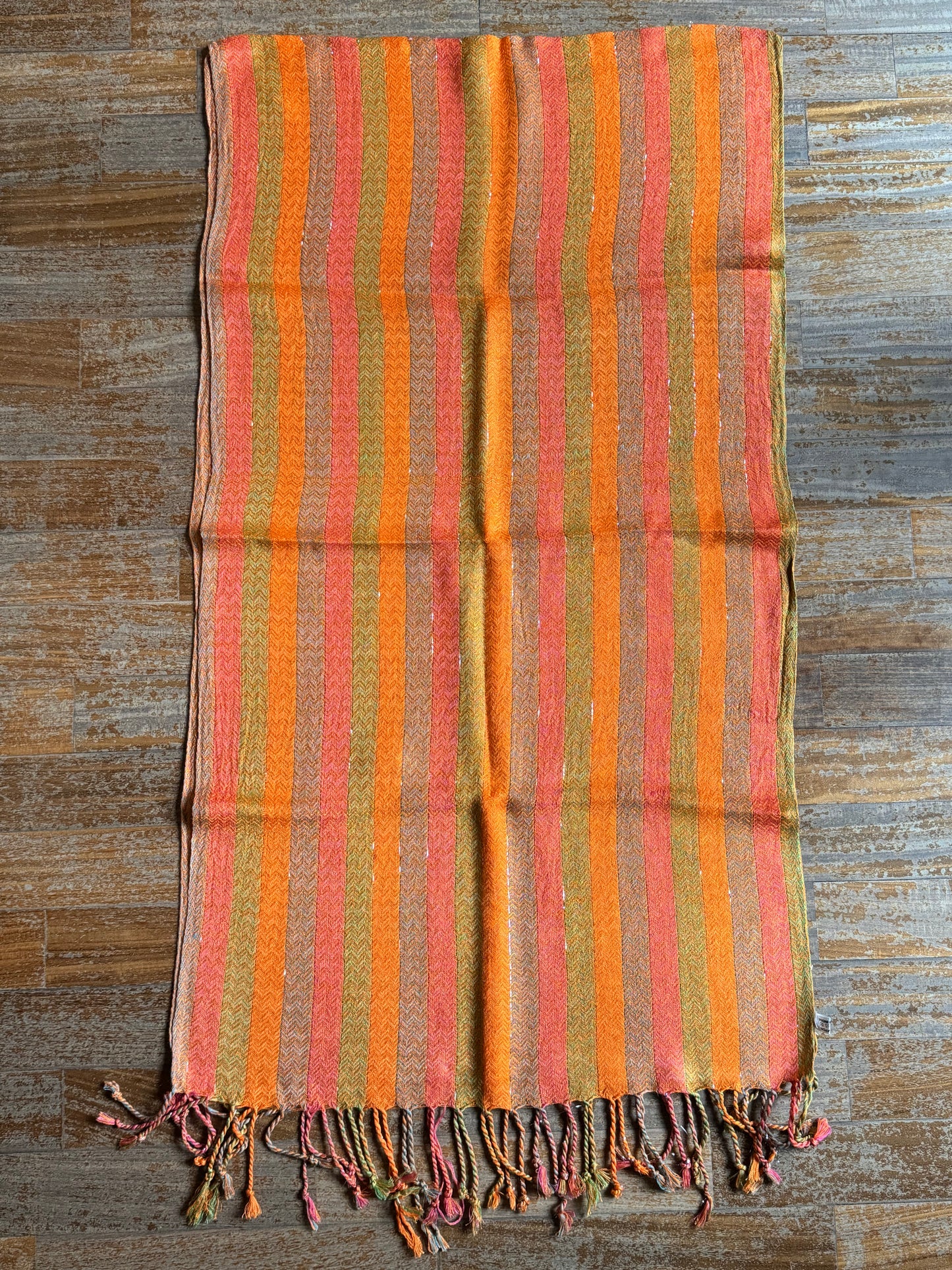 Pashmina scarf stole India orange and green