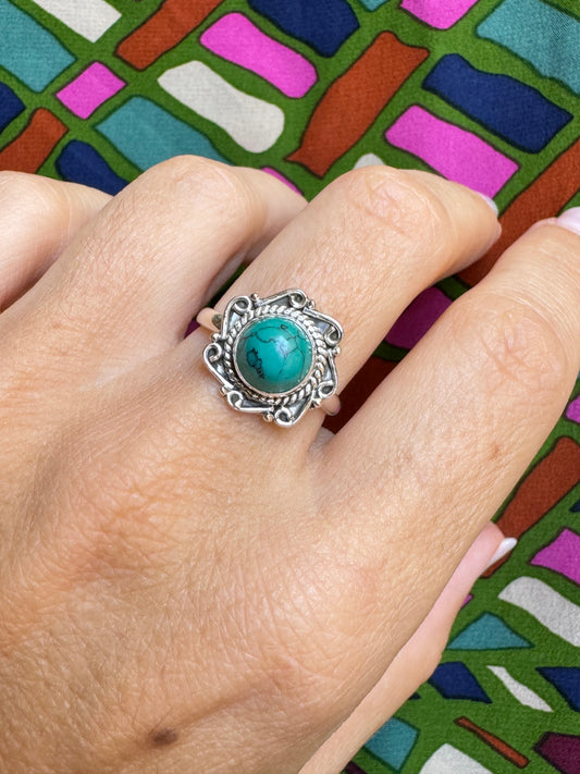 Ring silver925 turquenite howlite turquoise T54