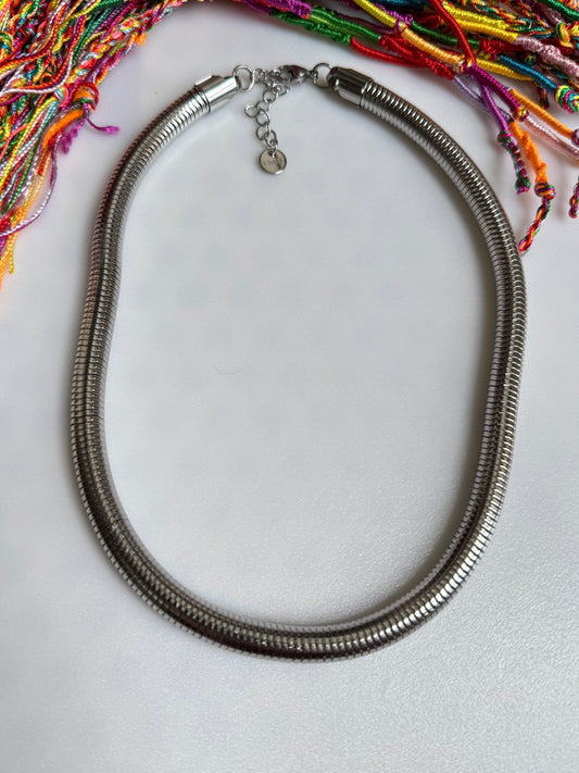 Collana snake tubolare 42cm acciaio 7K