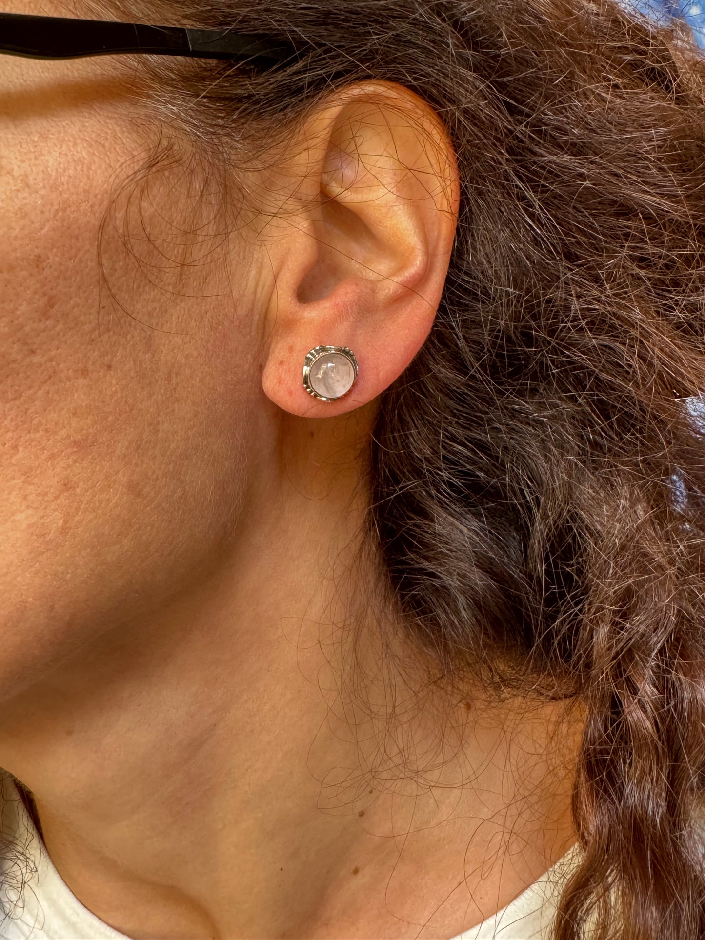 Ohrstecker aus 925er Silber mit Rosenquarz