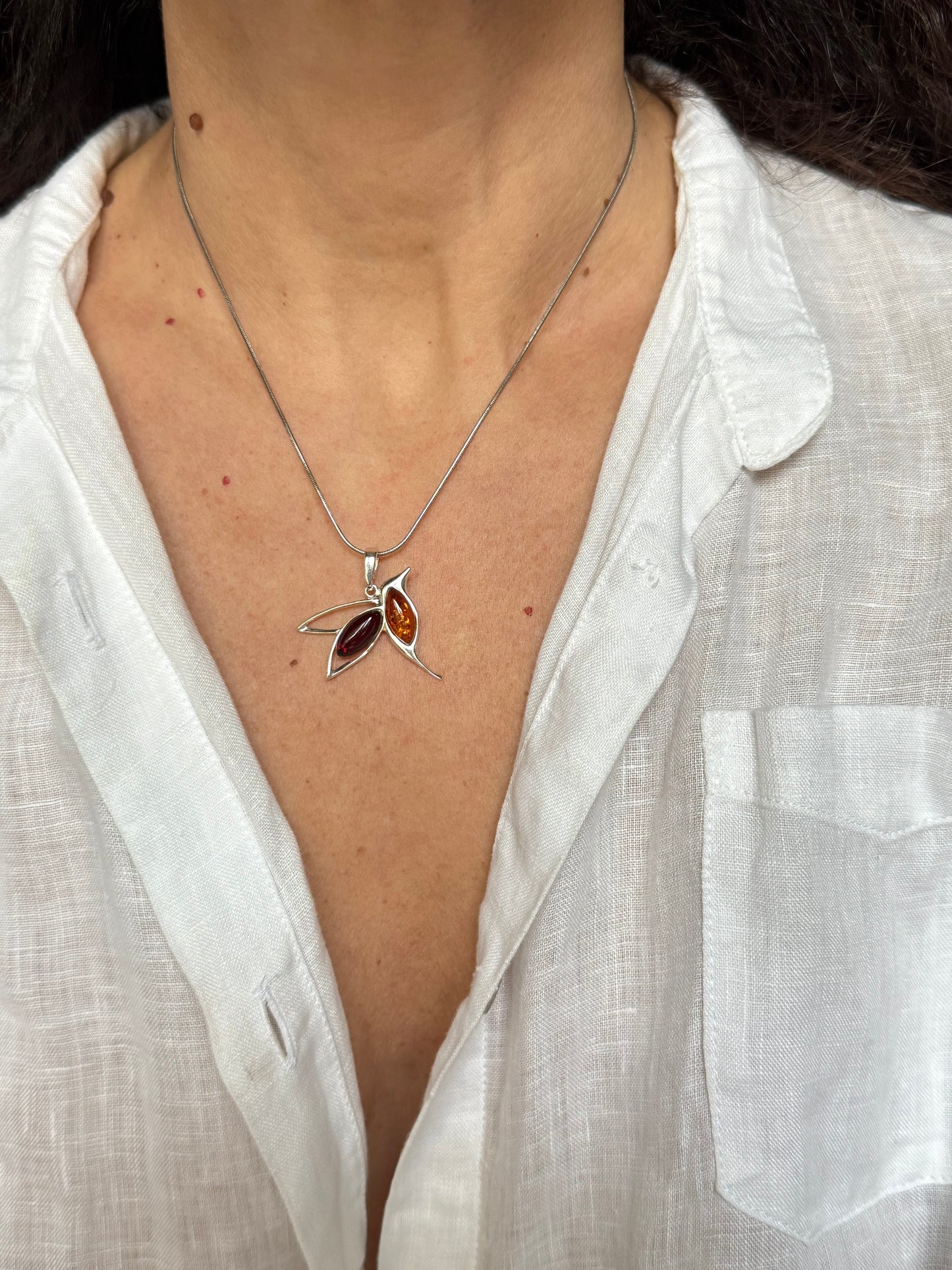 Pendente ciondolo argento925 ambra V4