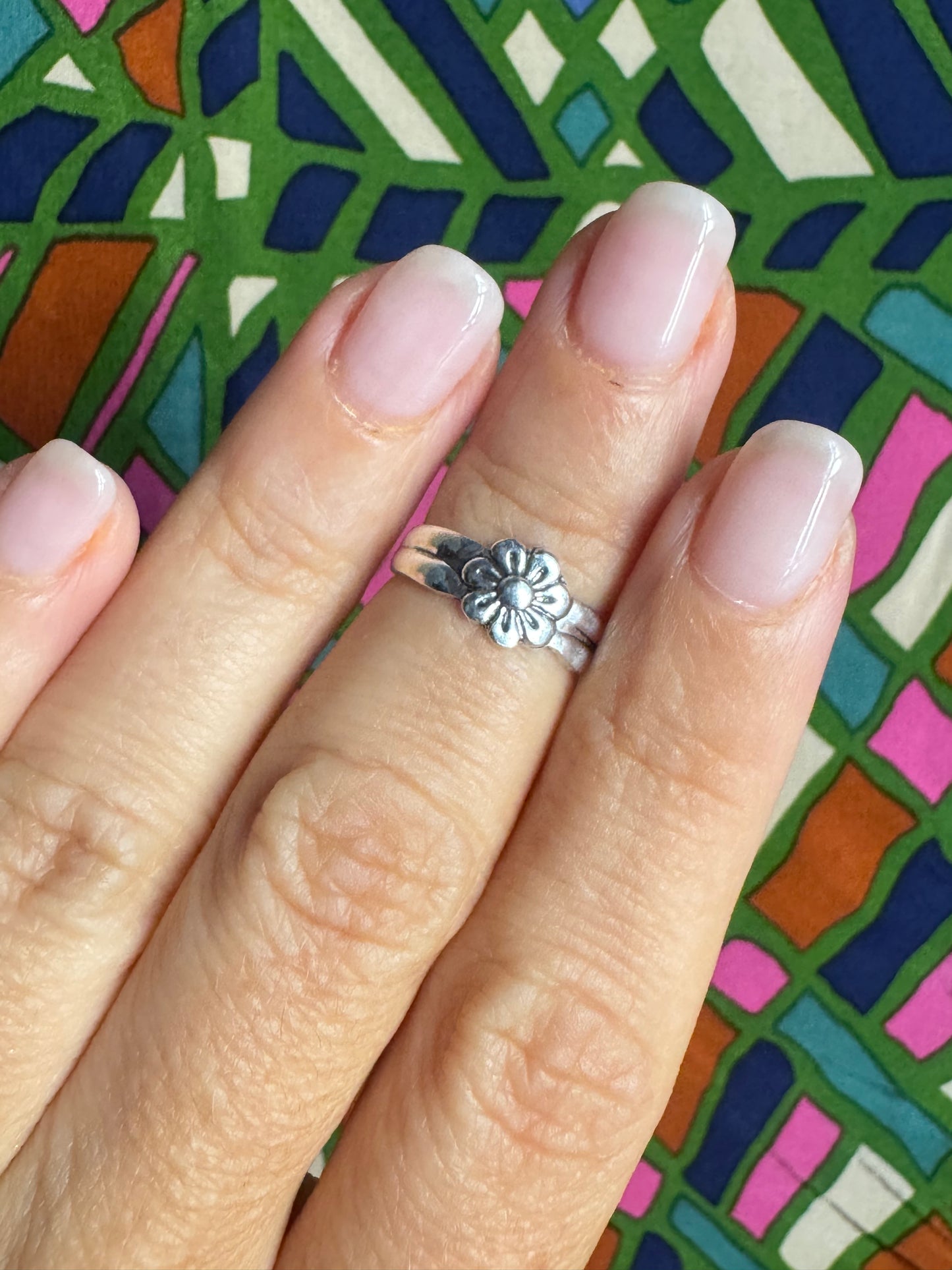 925 Silberring, verstellbares Fingerglied oder Fußglied, Gänseblümchenband 6