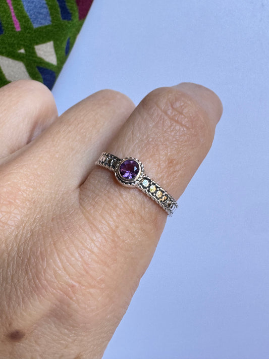 Anello argento 925 ametista misura 19 - 6UM
