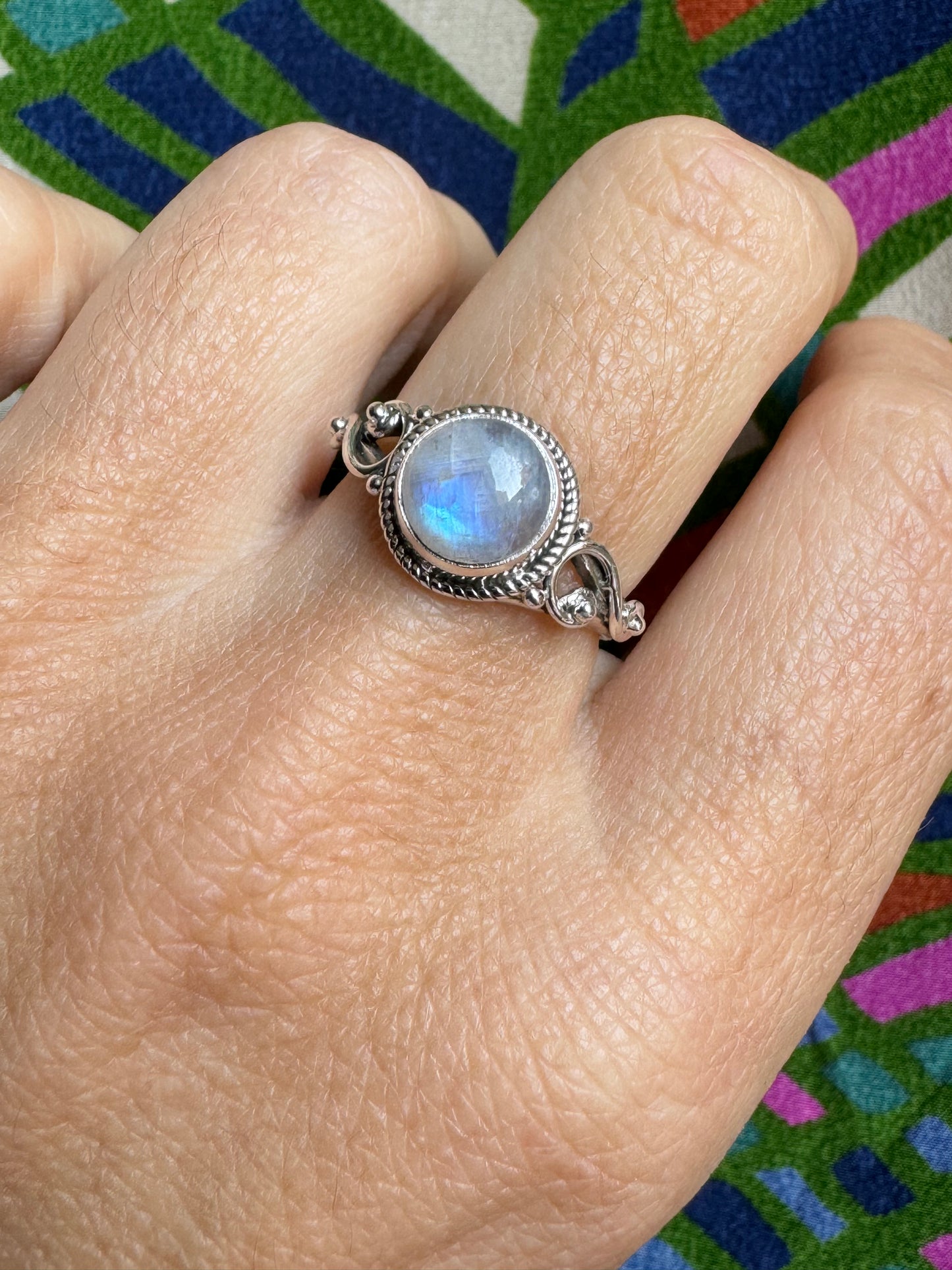 Ring silver925 Rainbow moonstone E69