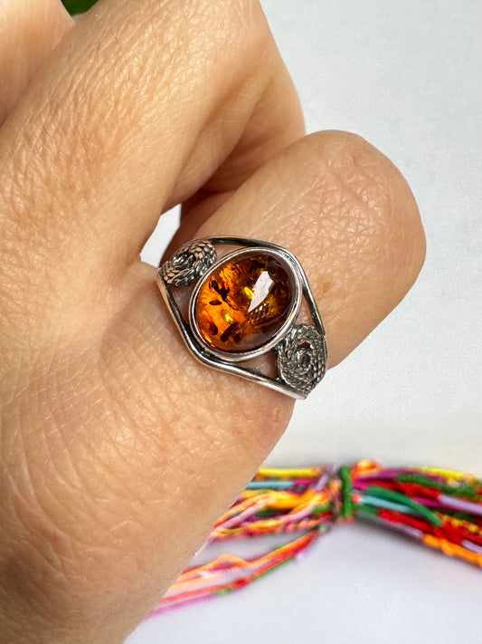 Anello argento 925 ambra misura 16 - 22AMB