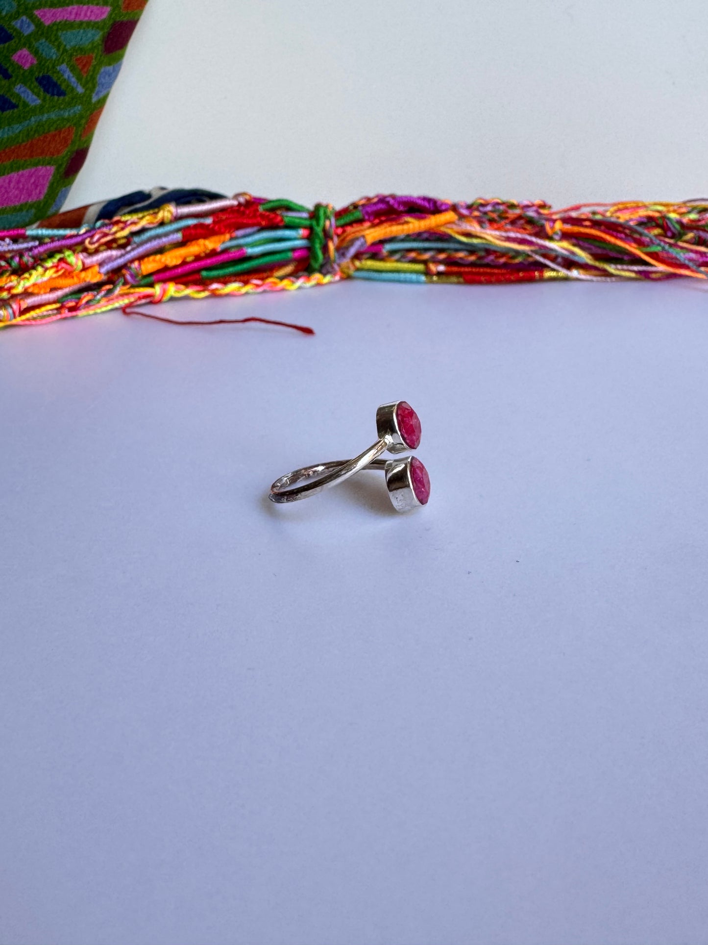 Anello argento 925 radice di rubino regolabile da misura 11 M4