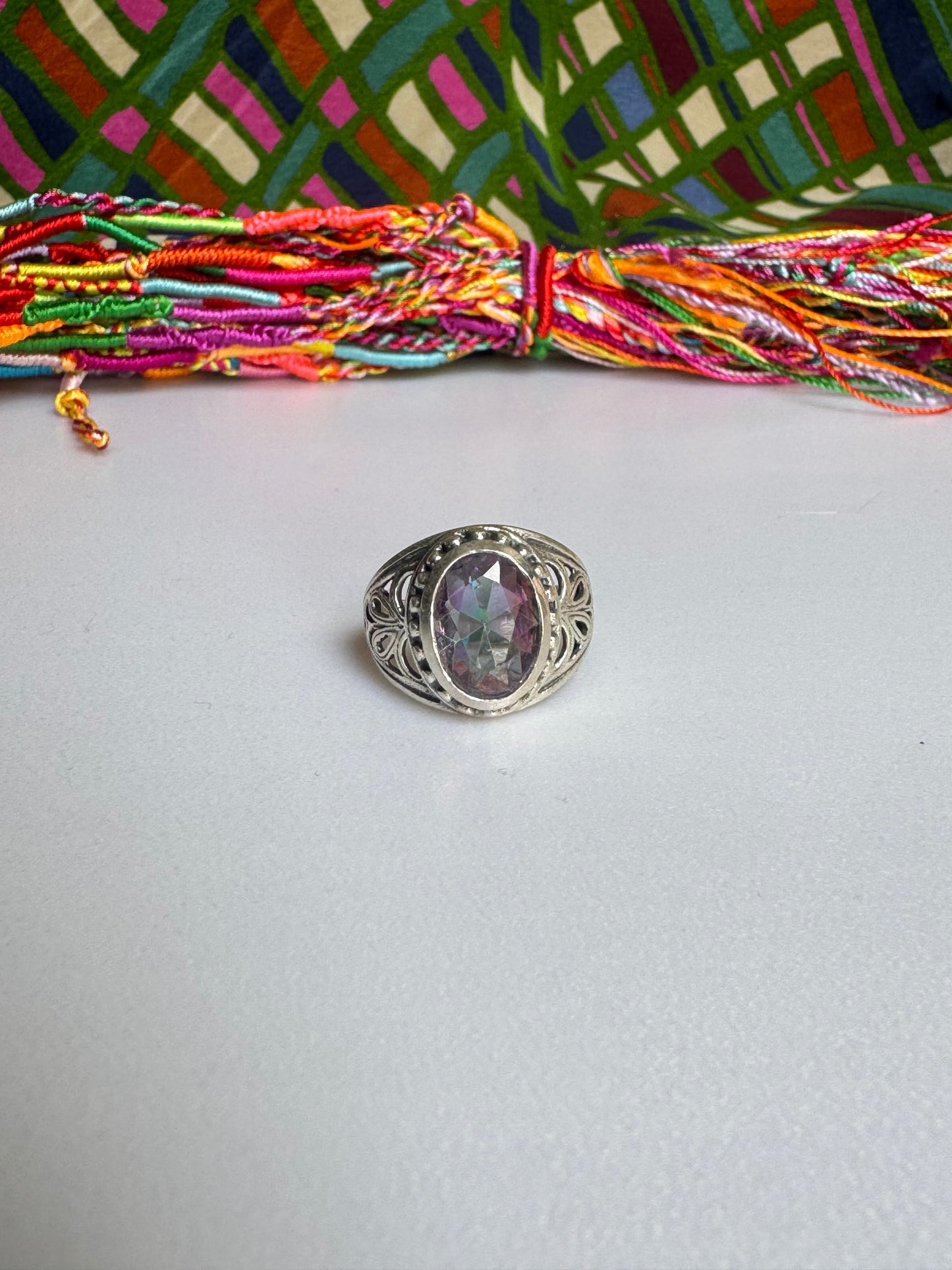 925 silver mystic stone ring size 21 1MS