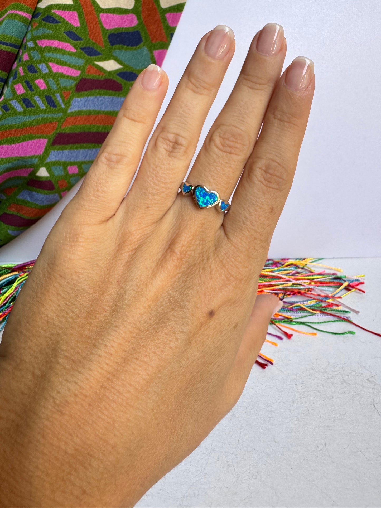 Anello argento 925 rana opale blu misura 16 17OP