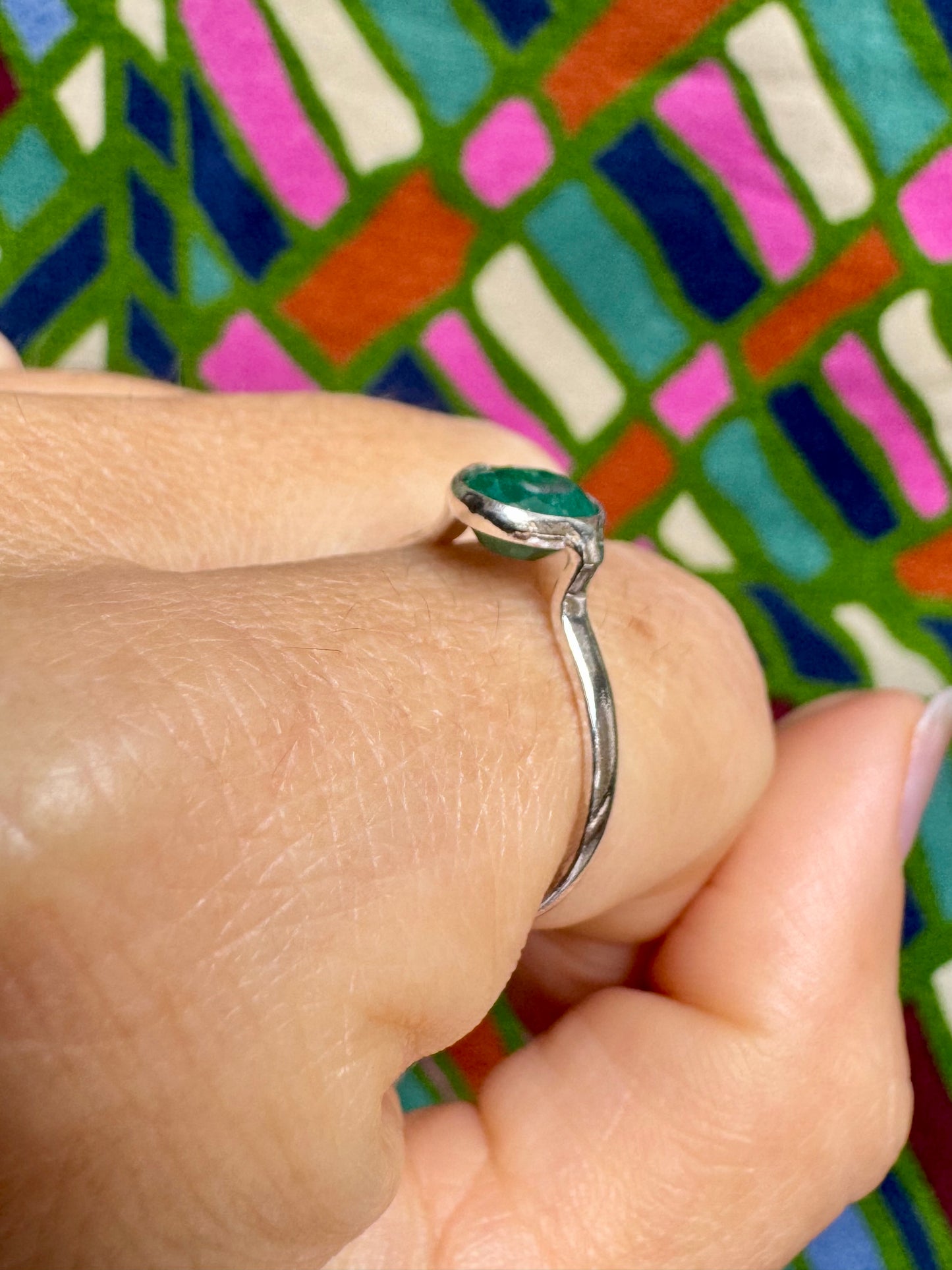 925 silver ring with emerald root, size 12 - 15RS
