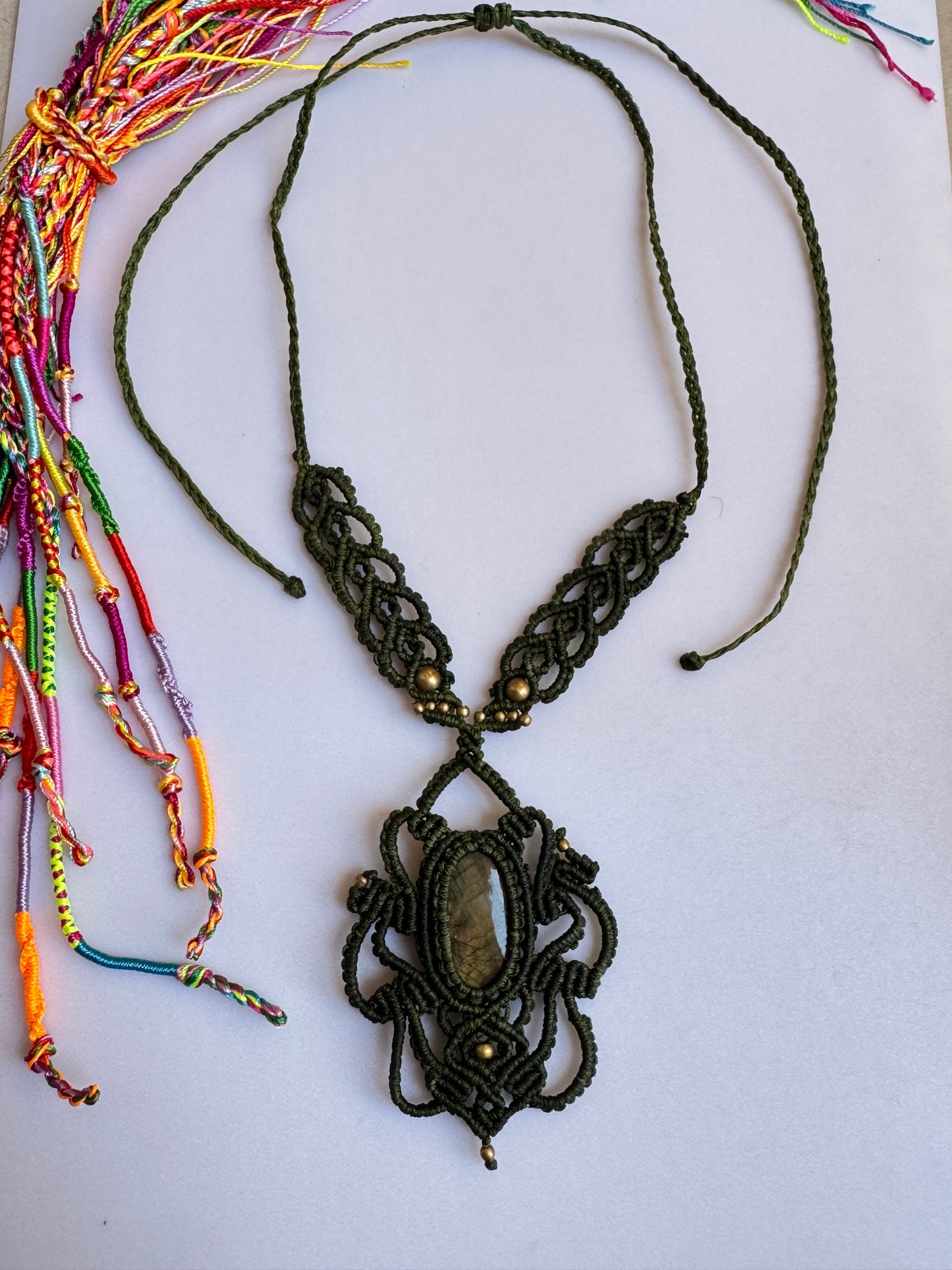 Collana macramè labradorite F