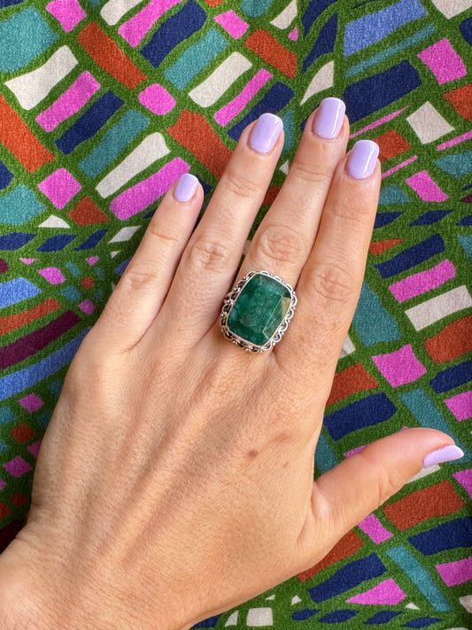 Anello argento 925 radice di smeraldo misura 17/18 - X26