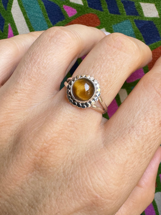 925 silver tiger eye ring T73