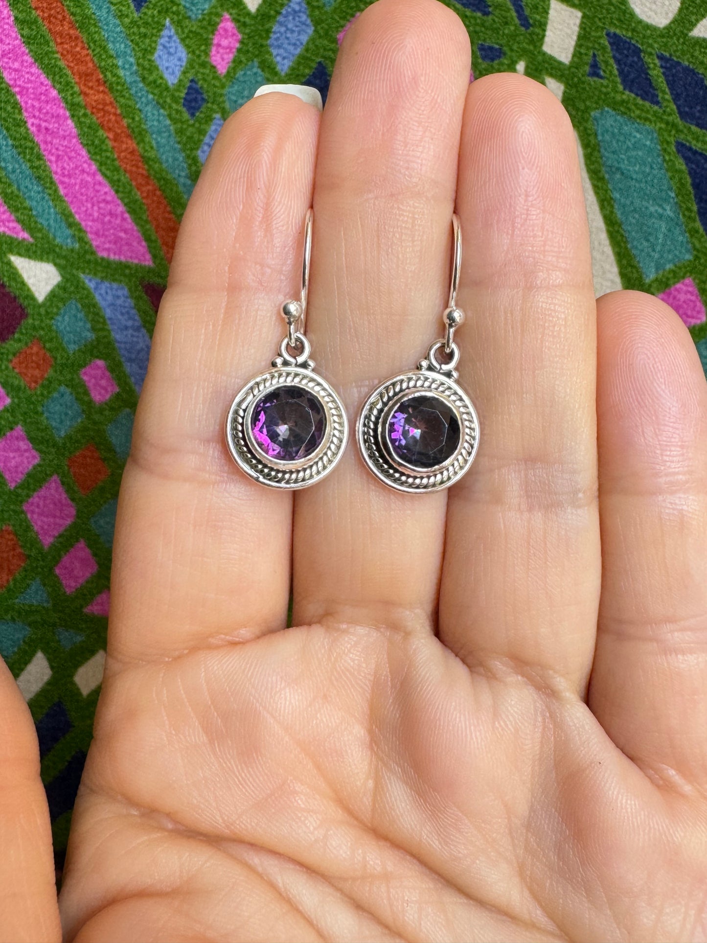 925 mystic stone silver earrings