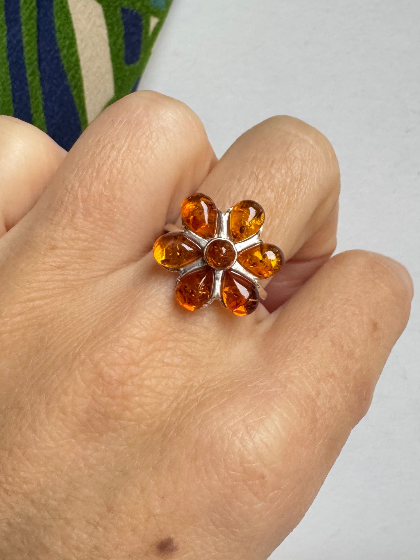 Anello argento 925 ambra misura 14 - 15AMB