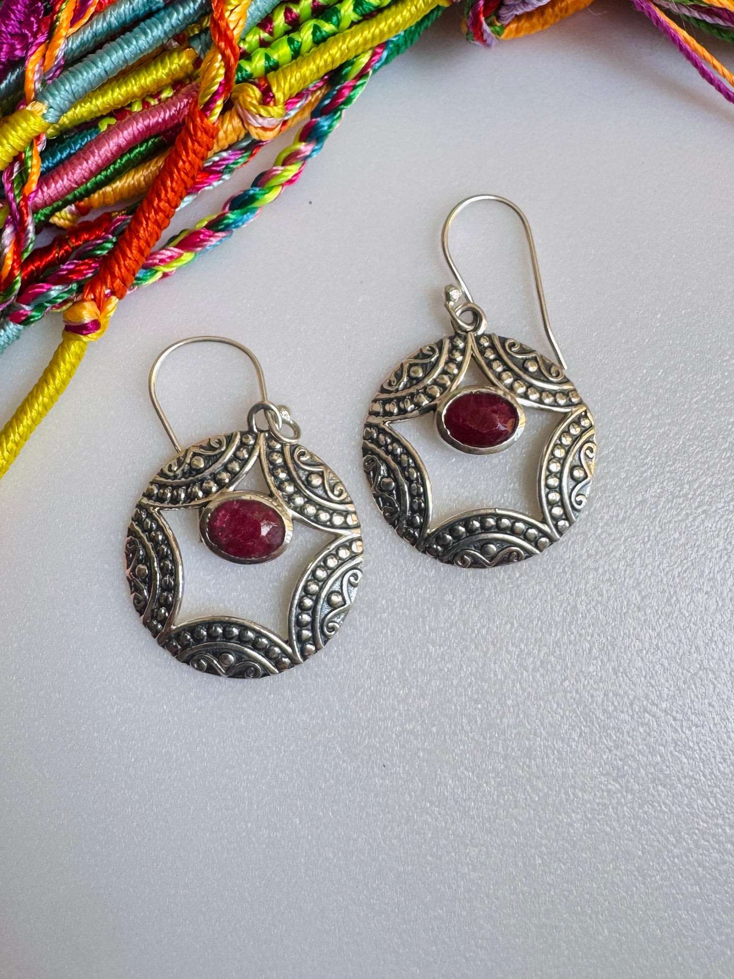 925 silver earrings with ruby ​​root R47