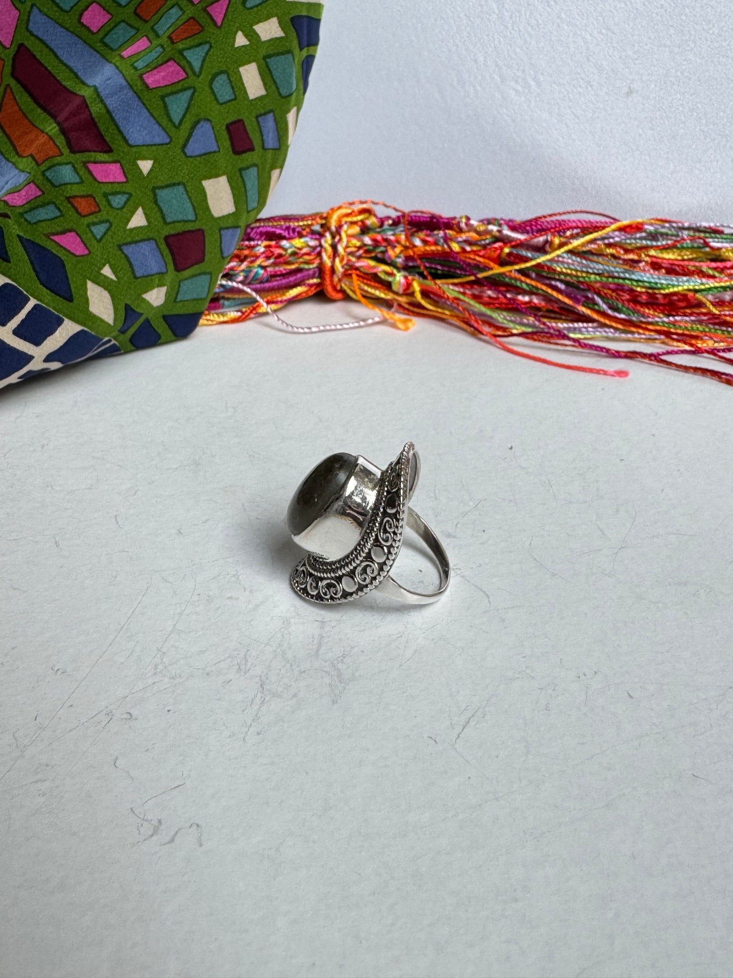 925 silver labradorite ring size 13 - 17K
