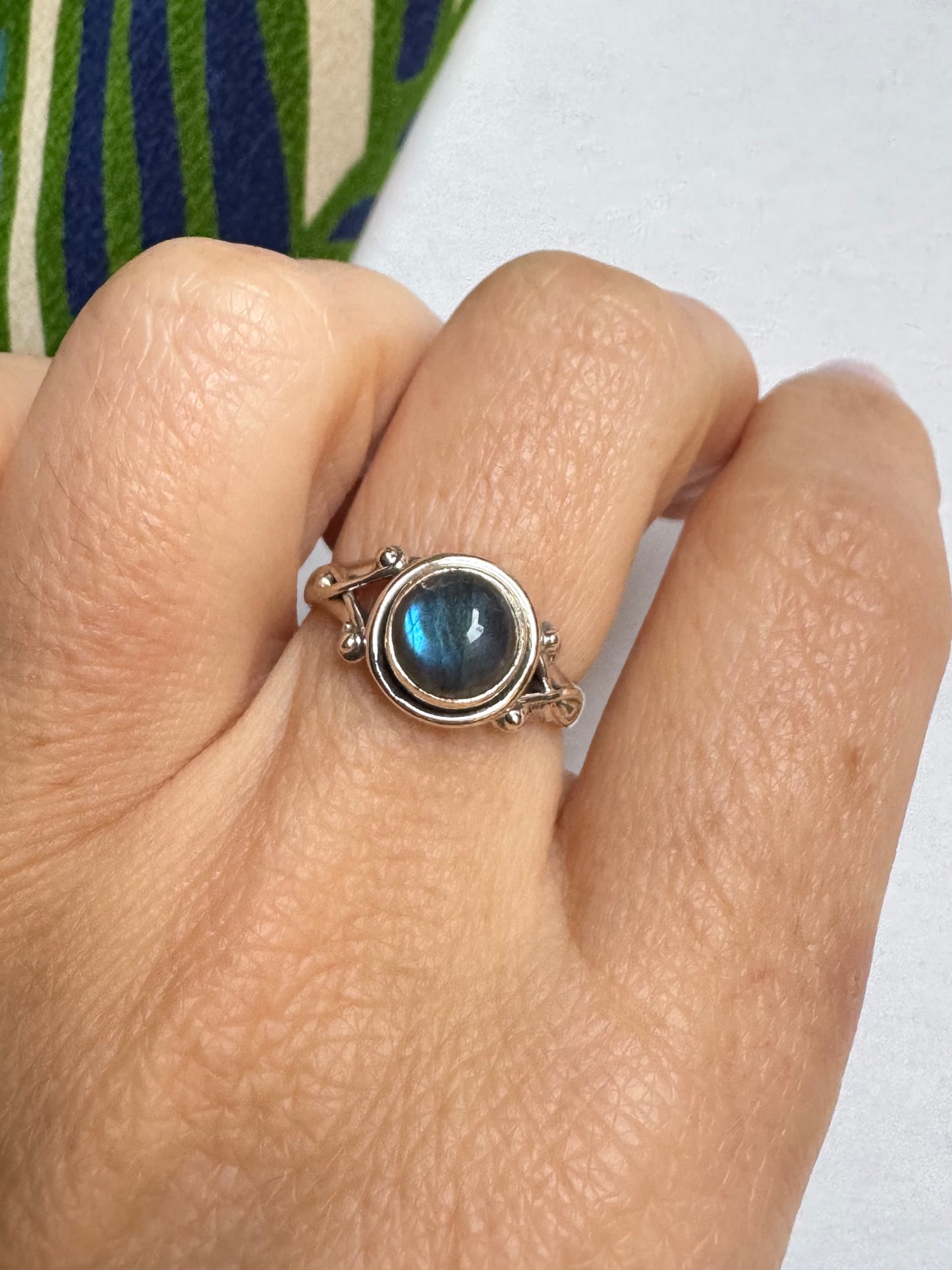 Anello argento 925 labradorite misura 13 - 43SZ