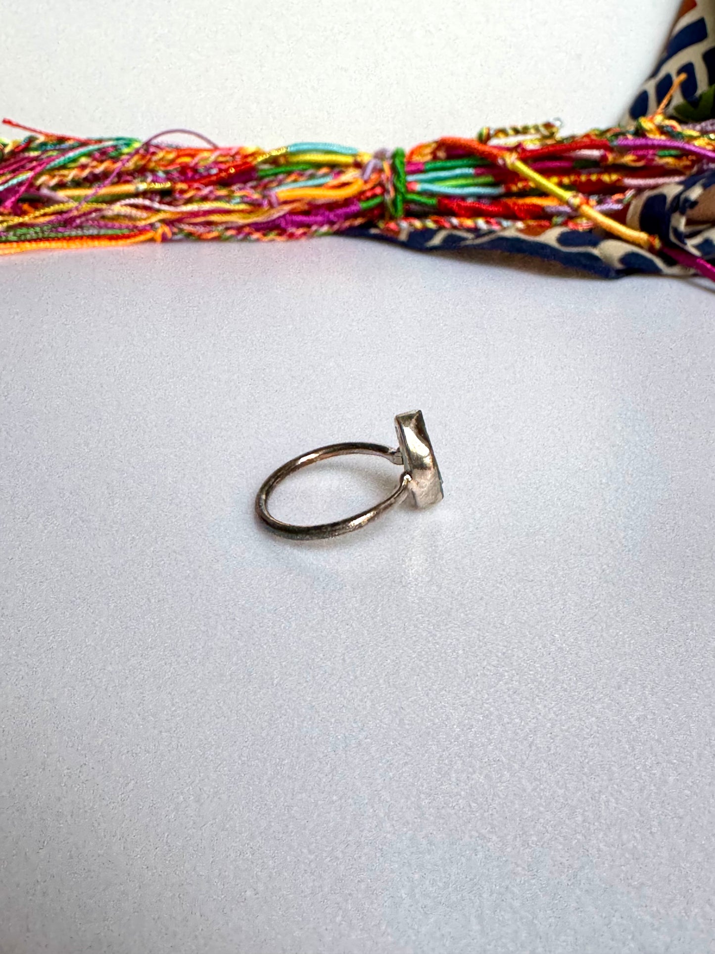 Anello argento 925 acquamarina grezza misura 14/15 - 4AQ