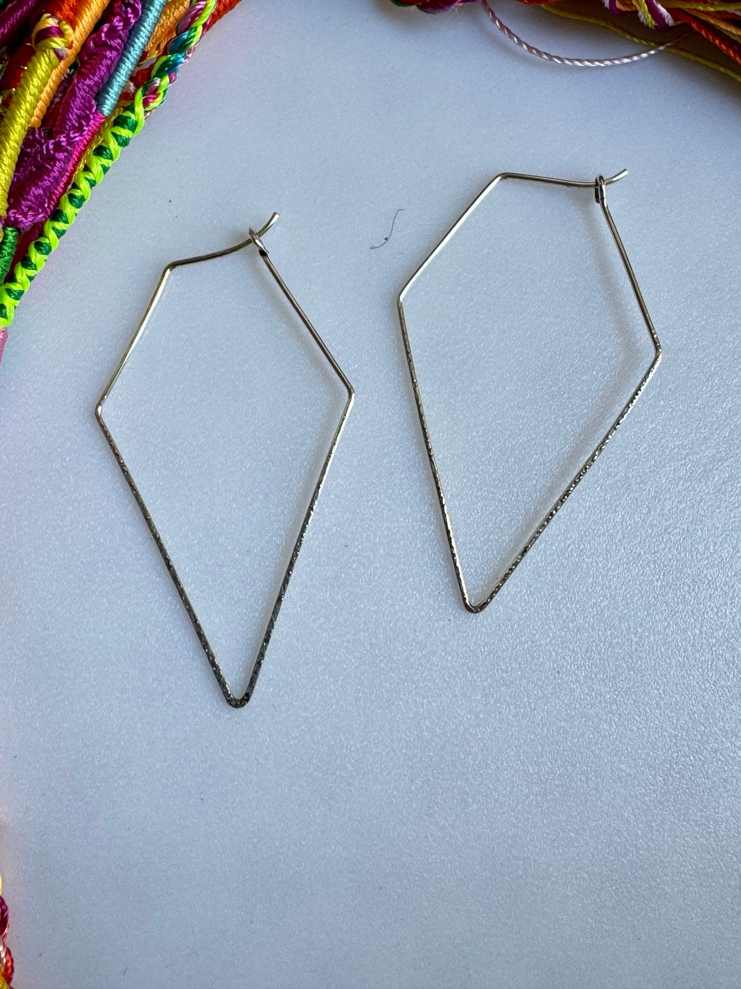 Boho Silver Hoop Pentagon Earrings