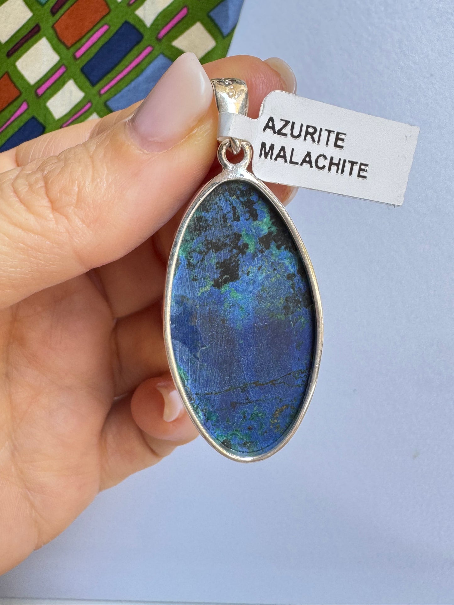 Ciondolo argento 925 azzurrite malachite 25K