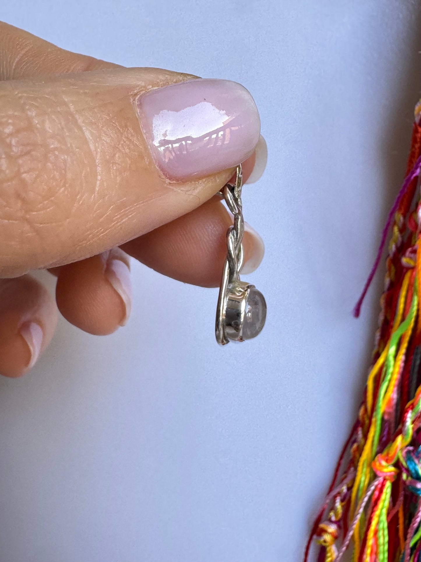 Ciondolo argento 925 quarzo rosa V5